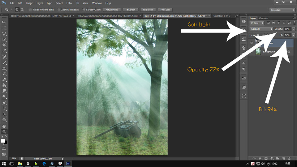 Create light rays in Photoshop